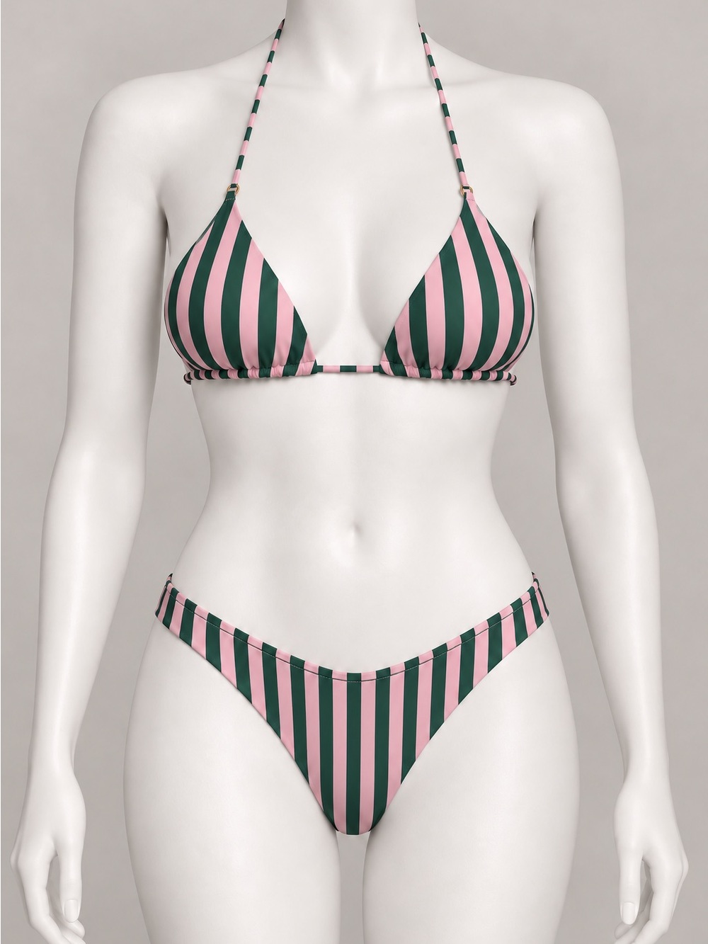 Victoria's Secret Pink and Green Striped Triangle Bikini